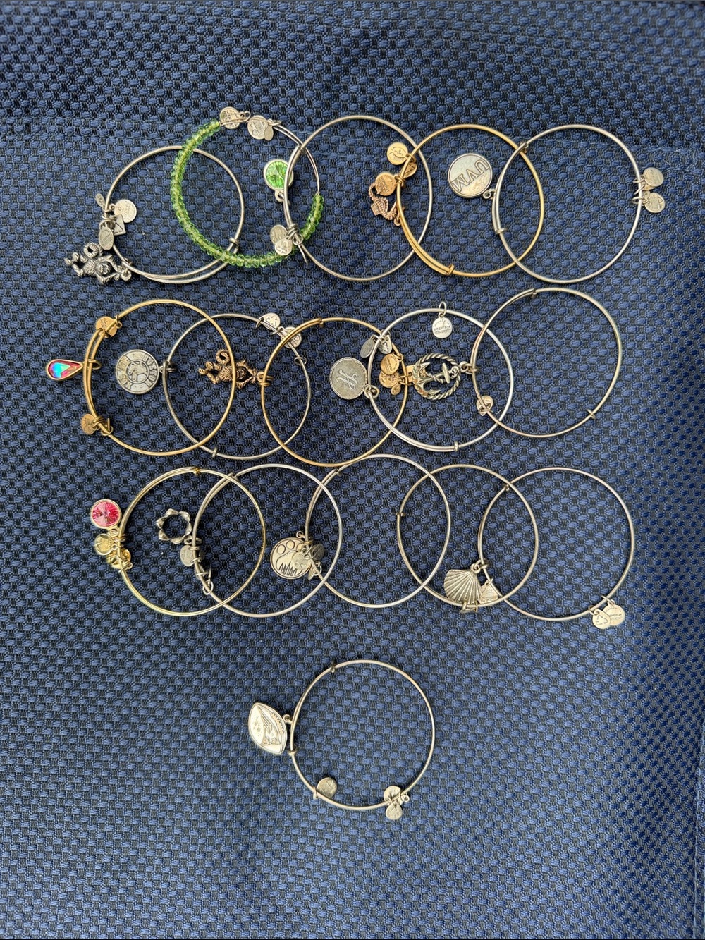 Gold and Silver Charm Bangle Bracelet Set - Women Jewelry